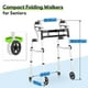 thumbnail image 3 of Andador plegable estrecho Delog para personas mayores, 3 en 1, con ruedas delanteras de 5", ancho ajustable, compacto y estándar, soporta hasta 350 lb, apto para FSA/HSA., 3 of 5