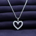 thumbnail image 2 of 18K White Gold Plated Open Heart Pendant Necklace for Women, 1/5 Carat (ctw) Moissanite Diamond Pendant Necklace Jewelry 16"+2" Inch Extender (0.20 Cttw), 2 of 6