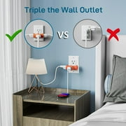K KASONIC 3 Way Plug Adapter, Heavy-Duty Grounded Power Tap, 15Amp 125V Tap Adapter Plug, Orange (3 pack)