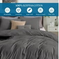 thumbnail image 4 of 500 TC 100% Egyptian Cotton Premium Duvet Cover Zipper Closur Ultra Soft Durable and Fade Resistant Color Dark Gray Stripe size Wyoming King, 4 of 5