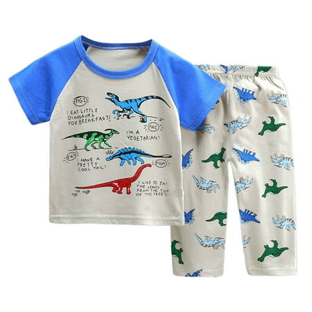 

ZMHEGW Toddler Girl Pajamas Summer Homewear Cartoon Printed Short Sleeve T Shirt Long Pants Suits Comfortable Skin Friendly Christmas Pajamas Girl Pajamas