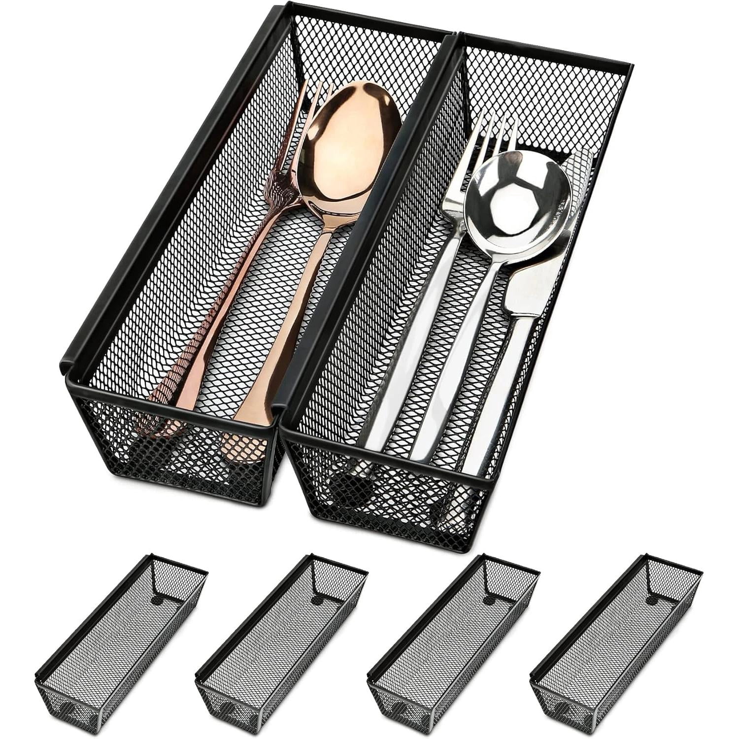 Silverware Drawer Organizer, Silverware Organizer for Drawer, 6 Pack Utensil Org