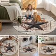 thumbnail image 6 of Texas Star Vintage Round Area Rug 4ft, Brown Retro Berry Wooden Washable Non-Slip Circle Rugs for Bedroom Living Room Kitchen, Soft Non Shedding Circle Carpet for Dining Room Dorm, 6 of 9