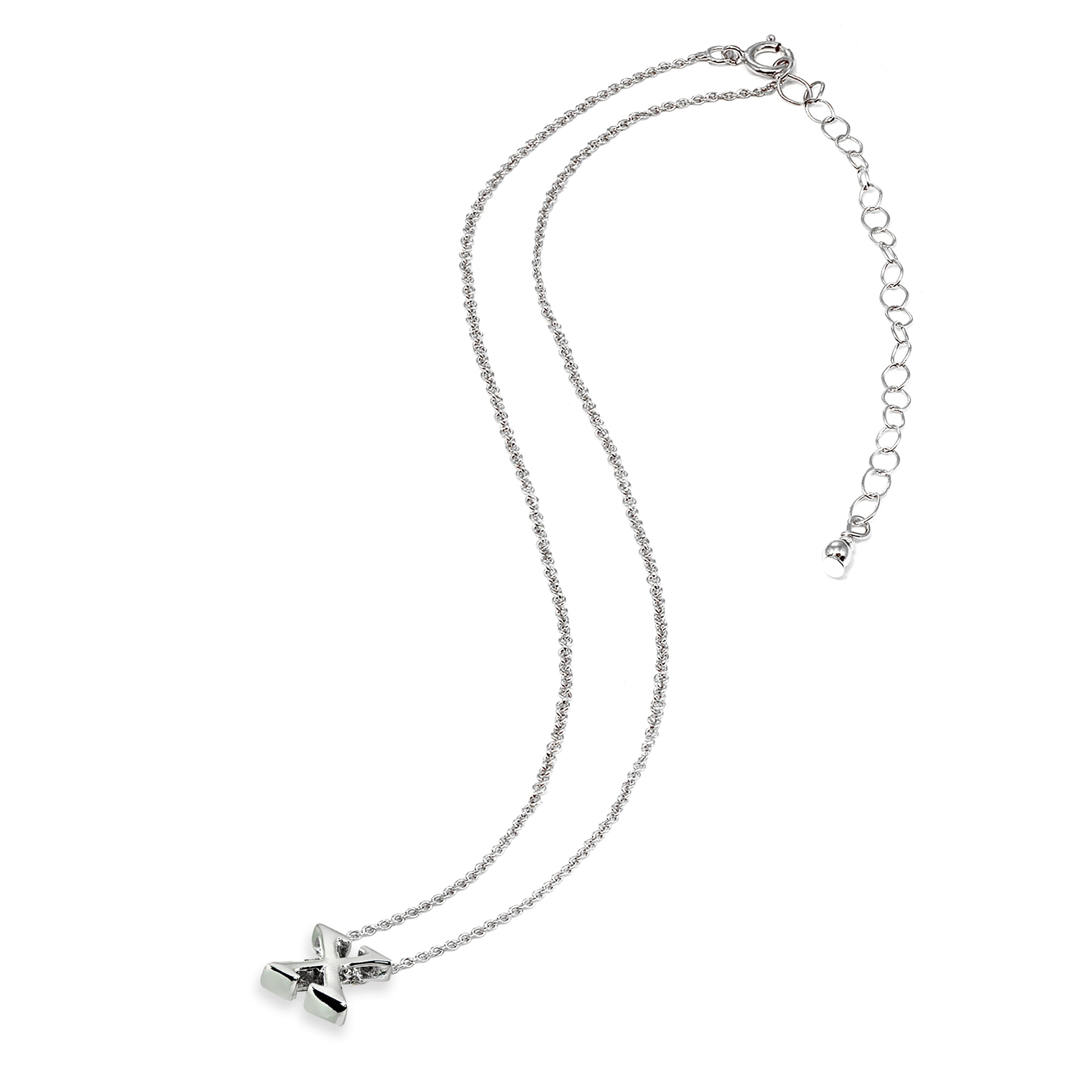 X Letter Initial Alphabet 925 Silver Necklace, 15 inches with extender