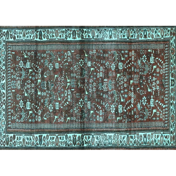 Ahgly Company Indoor Rectangle Persian Light Blue Traditional Area Rugs, 8' x 10'