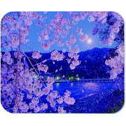 Yeuss Cherry Blossom Mouse Pad Rectangular Non-Slip Mousepad, Beautiful Japanese Elegant Style Traditional Full Moon