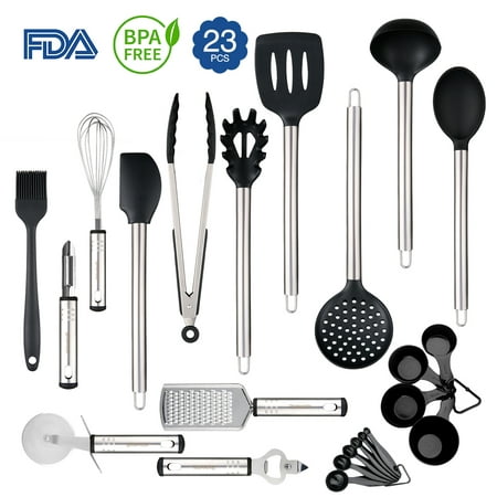 Rackaphile 23-Piece Stainless Steel Kitchen Utensil Set Cooking Sets for Pots Pans Nonstick Cookware, FDA & LFGB Approved Heat Resistant Silicone (Best Cooking Pots Uk)