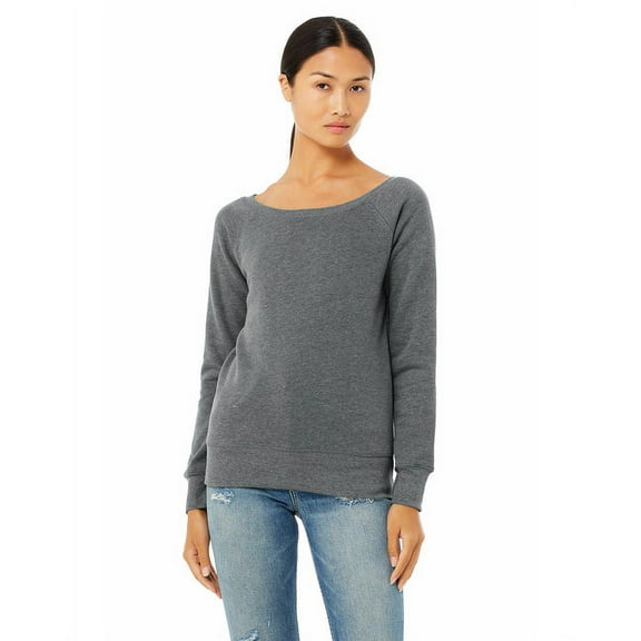 Bella-Canvas B7501 Womens Sponge Fleece Wide Neck Sweatshirt - Deep Heather, 2X