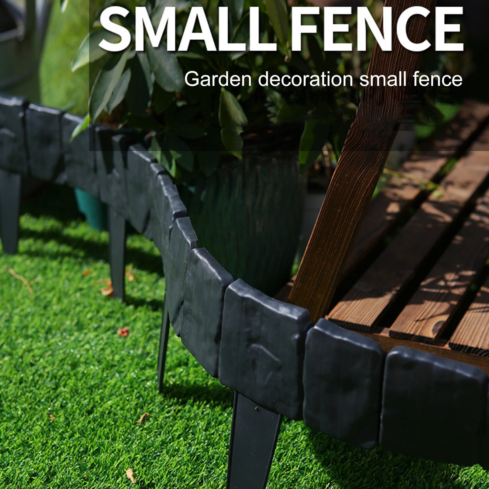 Garden Edging Border, 10PCS Interlocking Landscape Edging Fence, No-Digging Plastic Garden Fence Border Set for Dividing Different Planting Areas, Decoring Garden Lawn [Black]