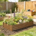 thumbnail image 2 of Outsunny 6x3x1ft Galvanized Raised Garden Bed, Open Bottom, Wood-Effect, 2 of 10