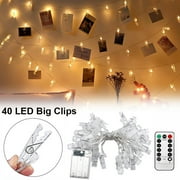 40 LED Clip Card Photo Holder String Fairy Lights Battery Christmas Wedding -5M / 16.4FT