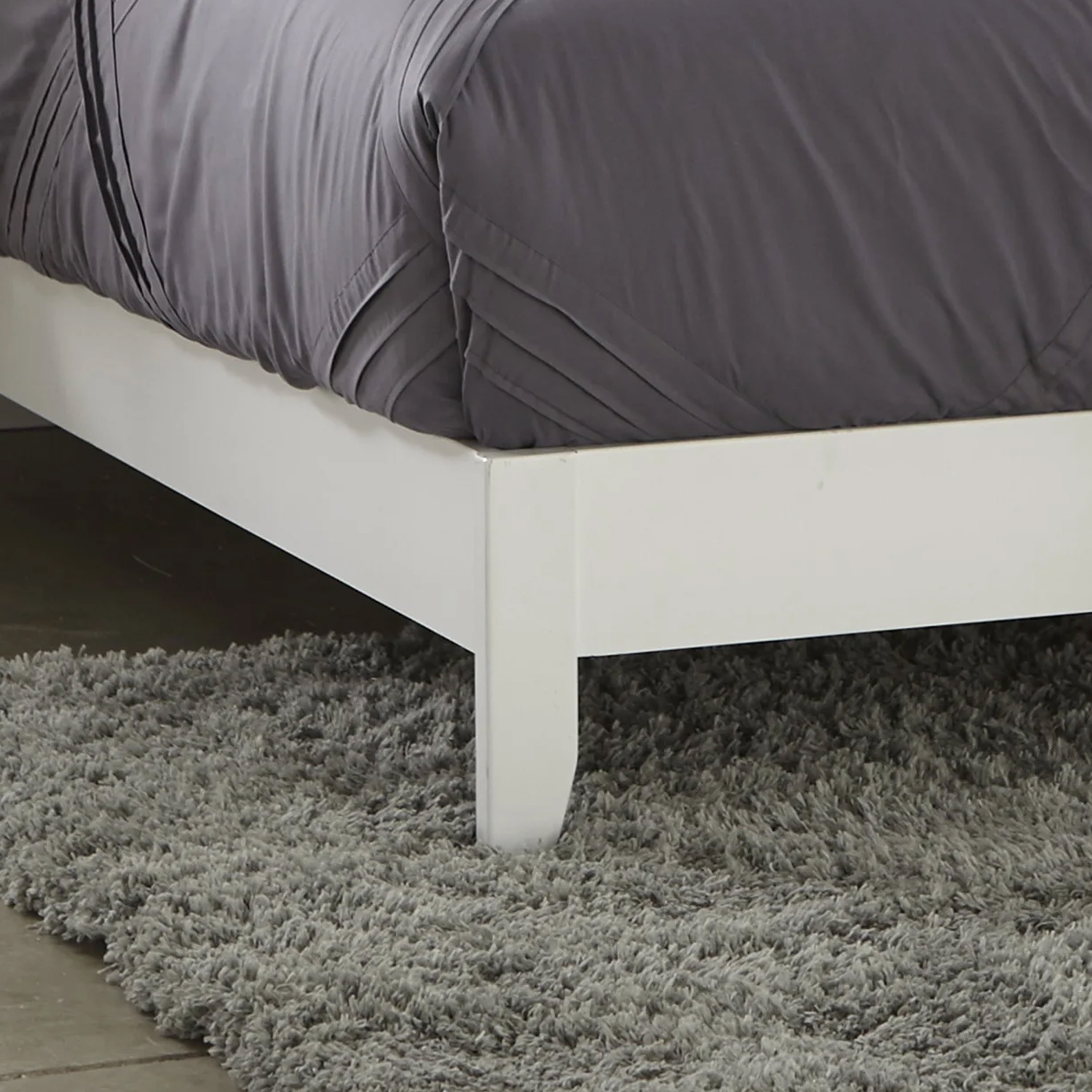TMS Match Full Size Transitional Platform Bed, Solid Pine Wood, White Finish