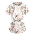 thumbnail image 5 of EGNMCR Hauts de Sarrau Femme Mode Femme Pâques Imprimé Lapin Col en V Manches Courtes Poche Haut de Tenue de Travail, 5 of 5
