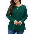 thumbnail image 2 of FlorCurve Plus Size Sweatshirts for Women Long Sleeve Tunic Tops Casual Blouse with Pockets, Green XL, 2 of 7