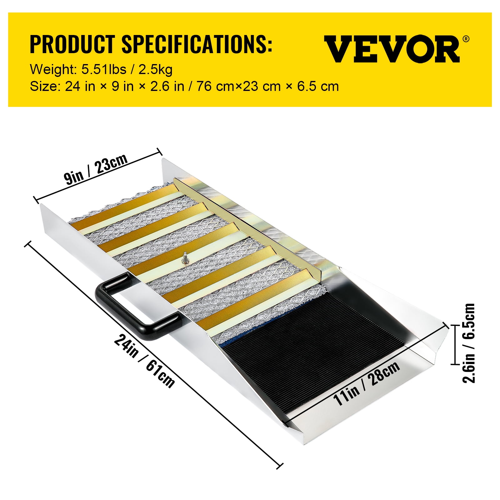 VEVOR Aluminum Alloy Sluice Box, Compact 24" Mini Sluice Boxes for Gold, Lightweight Gold Sluice Equipment, Portable Sluice Boxes w/ Miner's Moss, River, Creek, Gold Panning, Prospecting, Dredging