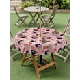 thumbnail image 5 of Outdoor Tablecloth with Umbrella Hole Zipper Pink Blossoms Black Cat Round Tablecloth 60" Waterproof Outside Table Cloth Farmhouse Romantic Flowers Patio Table Cover Tablecloths for Picnic Party, 5 of 8