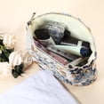 thumbnail image 2 of Bolsa de maquillaje floral, bolsa de cosméticos con cremallera, bolsa de cosméticos para mujeres estéticas, monedero adecuado para bases, lápices labiales, pinceles, gris azul, 2 of 7