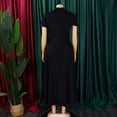 thumbnail image 4 of AURA Women’s Midi Dress High Waist Pleated Flared Skirt Doll Collar Short Sleeve S XXXL, 4 of 6