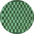 thumbnail image 1 of Ahgly Company Indoor Round Checkered Turquoise Blue Modern Area Rugs, 5' Round, 1 of 4