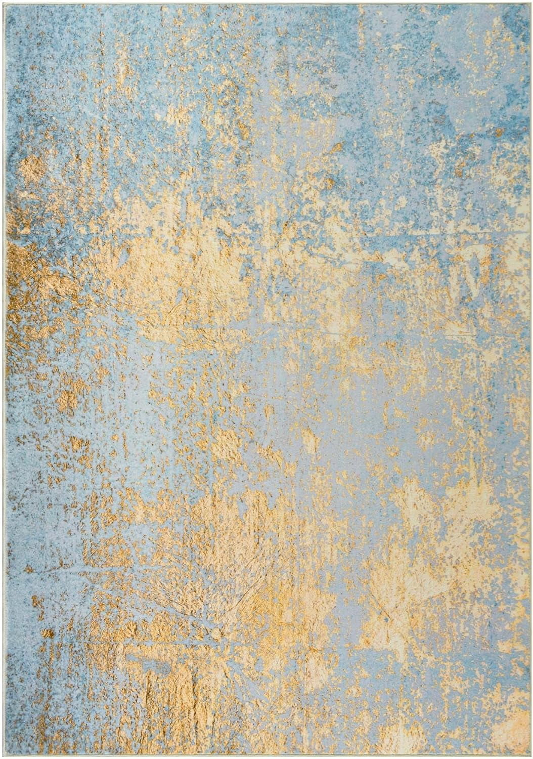 Lochas Abstract Area Rug Soft Modern Rugs for Living Room Bedroom Home Decor Indoor Carpet,4'x6',Blue/Gold