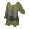 thumbnail image 4 of Green Womens Summer Tops 2025 Spring And Autumn New European And American Casual Loose V Neck Irregular Art Printed Long Sleeve Retro Top For Women Shirts for Women, 4 of 4