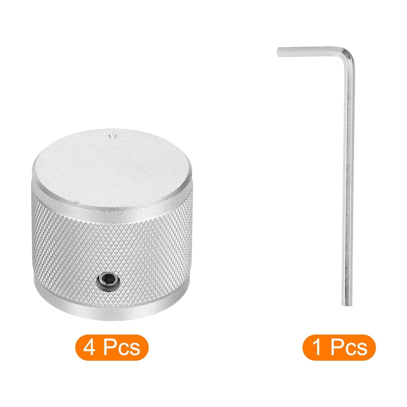 Uxcell 4 Pcs Aluminium Potentiometer Knobs, 1/4" (6mm) Universal Volume Tone Control Knobs with Round Dot Indicator for Guitar, Bass, 1" Silver
