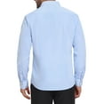 thumbnail image 3 of Camisas de vestir de patrón a cuadros para hombres Inspire Chic de manga larga M Azul Blanco, 3 of 5