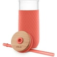 thumbnail image 3 of Ello Devon 20oz Glass Tumbler with Straw, Coral, 3 of 3