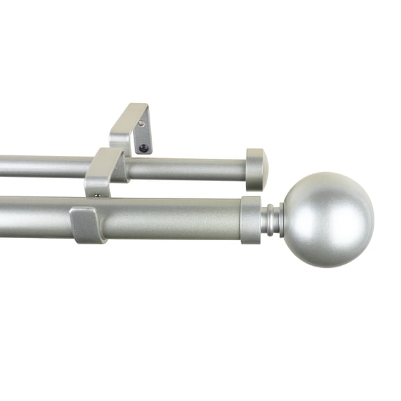 MERIVILLE 1" Double Curtain Rod Set, Adjustable 84-120 Inches, Ball Finials, Pewter