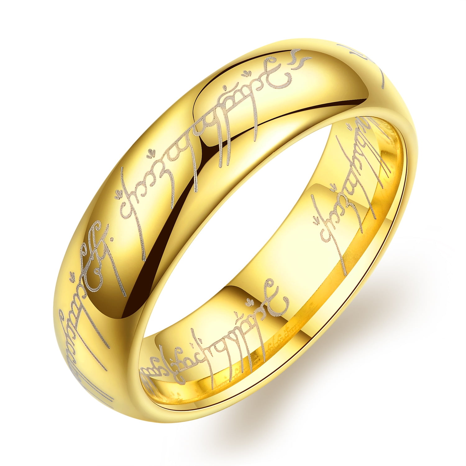 Gold Tungsten Carbide Wedding Band 4mm Men Women One Ring Ginger Lyne ...