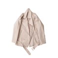 thumbnail image 4 of -Chaqueta de cuero sintético para mujer, abrigo holgado con cremallera y cinturón, prenda de vestir elegante para primavera y otoño, 4 of 5