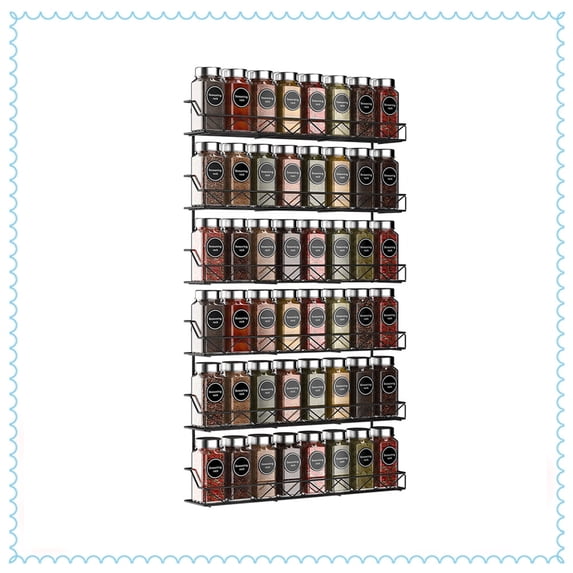 Auledio 3 Tier (2 Pack) Spice Rack Organizer Wall Mount Spice Organizer for Kitchen Pantry Door, Black