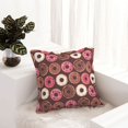 Throw Pillows Covers, White Pink Brown Donut Faux Leather Decorative