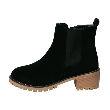 

Ediodpoh Women s Fashion Autumn Winter Leather Leather Solid Color Ankle Boots Temperament Casual on Boots Womens Boots Black 8.5