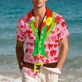 thumbnail image 4 of Unisex Relaxed Short-Sleeve Heart Print Couple Shirt Valentine's Day Gift Turn-Down Collar Summer Casual Multi-Color, 4 of 9