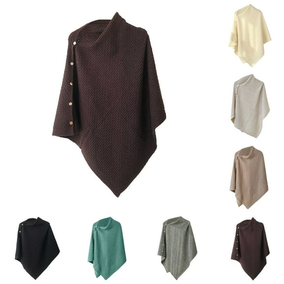 Gelikeya Poncho Shawl Wraps for Women Scarf Lightweight Fall Winter Versatile Knitted Sweater Pullover Cloak Coat Tops, Brown, One Size