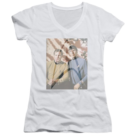Star Trek Classic Duo Junior Women's V-Neck T-Shirt White