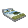 thumbnail image 2 of Ambesonne Nature Fitted Sheet & Pillow Sham Set, Tree on Field Summer, Full, Green Blue, 2 of 2