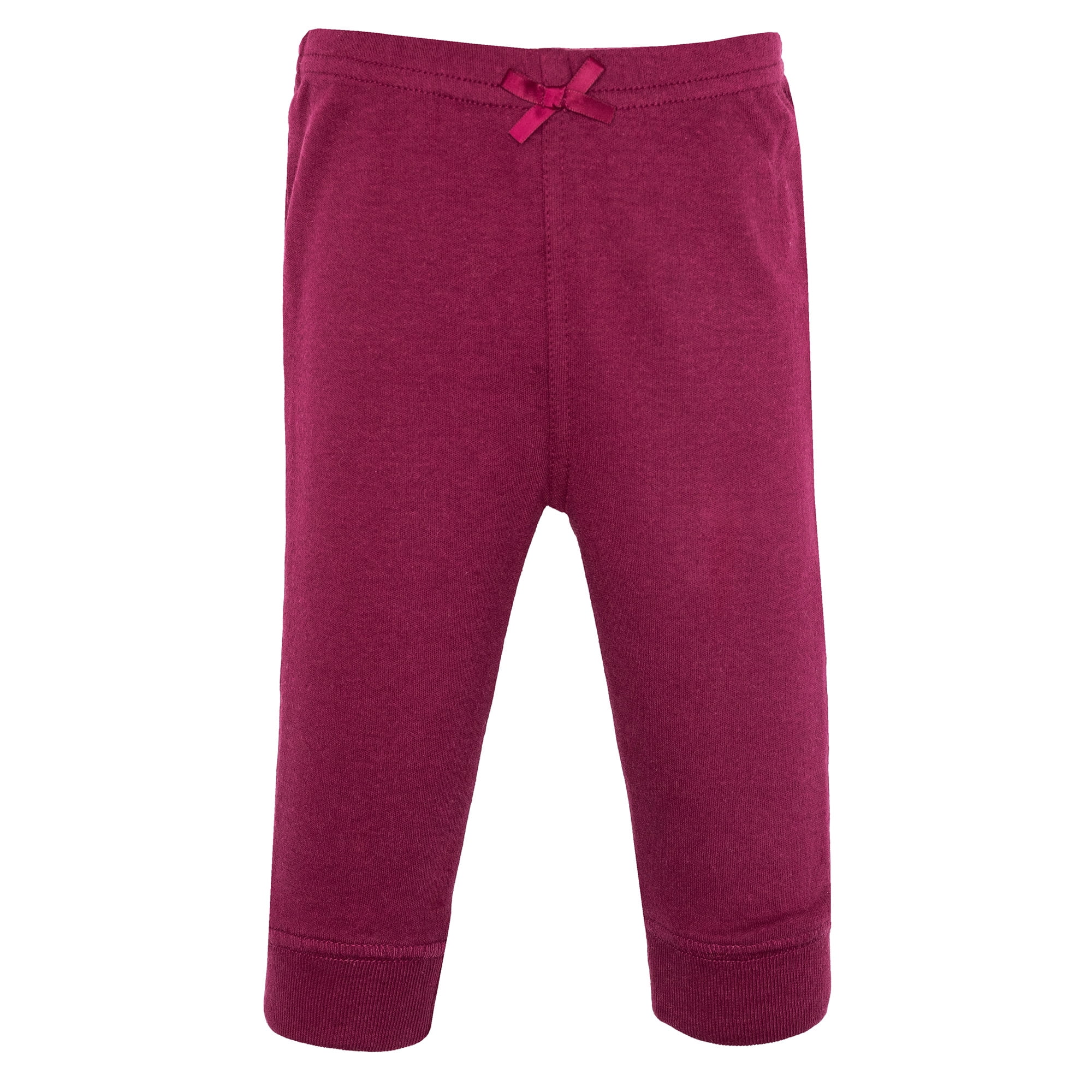 Hudson Baby Girl Cotton Pants and Leggings, Burgundy Pink Navy, 3T