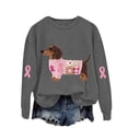 thumbnail image 5 of Jindong Women's Dog Ribbon Breast Cancer Awareness Print Sweatshirt, 5 of 5