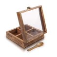 thumbnail image 5 of Handmade Wooden Seasoning Herb Spice Masala Box Container Holder Rack Stand Caddy With Spoon & Clear Lid 6 x 6 Inch Decorative Storage Chest Organizer For Kitchen Pantry Cabinet Drawer Storage, 5 of 5