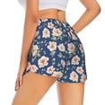 thumbnail image 4 of Picia Flower Pattern Women's 2 in 1 Athletic Running Shorts High Waisted Workout Casual Gym Sweat Shorts with Comfy Liner Zipper Pockets-, 4 of 9