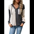 thumbnail image 1 of Sudadera con Capucha para Mujer, Cuello Abotonado, Cordón Ajustable, Sudadera Informal de Larga, Camisetas. Albaricoque S, 1 of 8