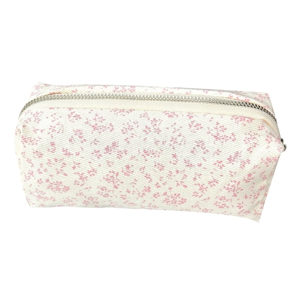 Cute Floral Makeup Brush Holder, Canvas Pencil Storage Bag for Women, Travel Cosmetic Organizer with Zipper, Small Quilted Pouch for Toiletries Accessories, Artists Vacation, 7.08"