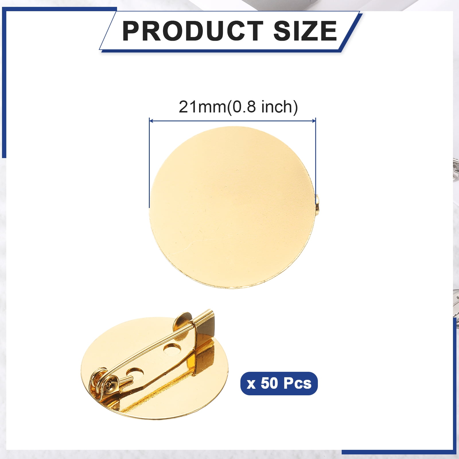 Unique Bargains Brooch Blank Round Trays with Pin Jewelry Making Crafts Gold 0.8"