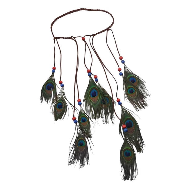 Lady Fascinator Feather Headband Beauty Hair Band Bohemio Borlas Headwear Azul Hugo Joyería de moda de la venda del pelo