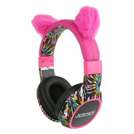 Justice Portable Wireless Bluetooth Headphones with Cat Ears-Pink
