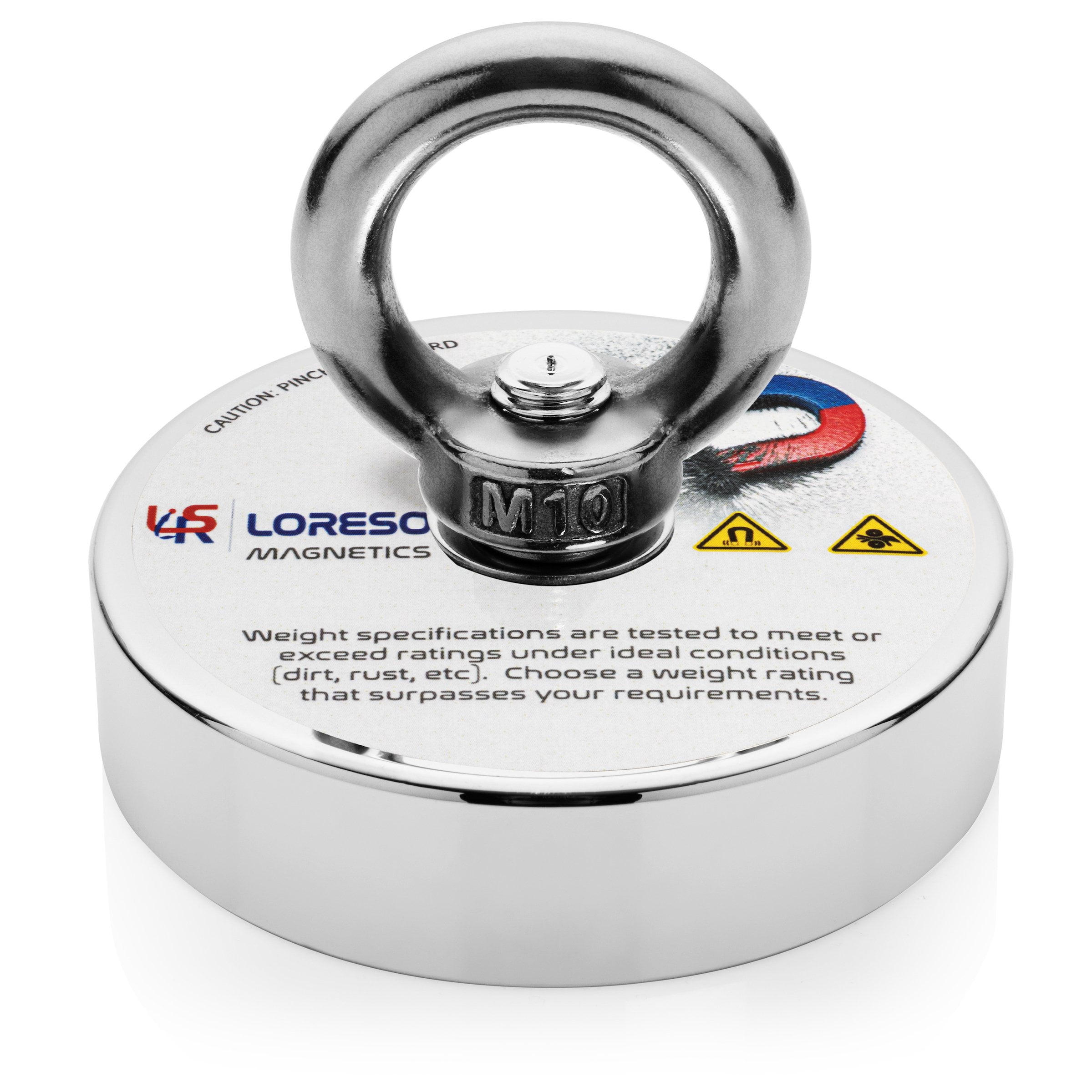 Loreso Magnet Fishing Kit with Rope - 660 lbs Pulling Force Single Sided Neodymium Salvage Magnet for Magnet Fishing + 65 FT Magnet Fishing Rope + Carabiner, Super Strong Treasure Hunting Magnet