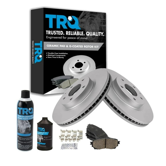 TRQ Front Premium Ceramic Brake Pad & Coated Rotor Kit w/Chemicals for Mazda 6 BKA24768