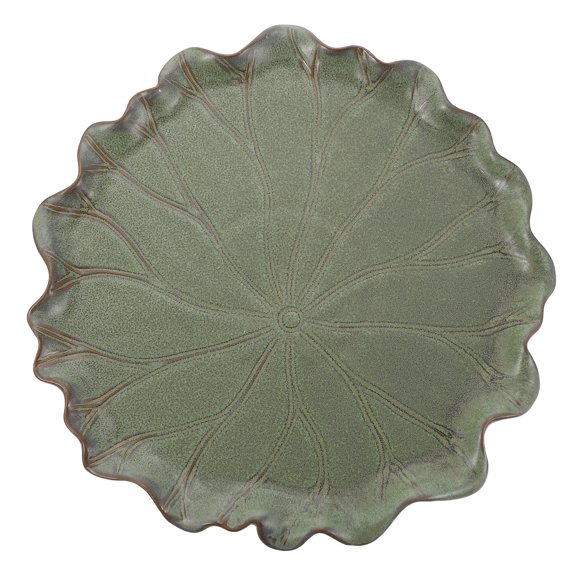 Ceramic Lotus Leaf Tray Flowerpot Trays Square Plant Saucers Drain Green
